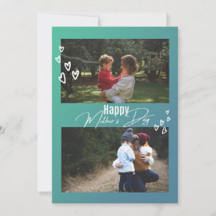 Modern Text 2 Photo Mother's Day Holiday Card