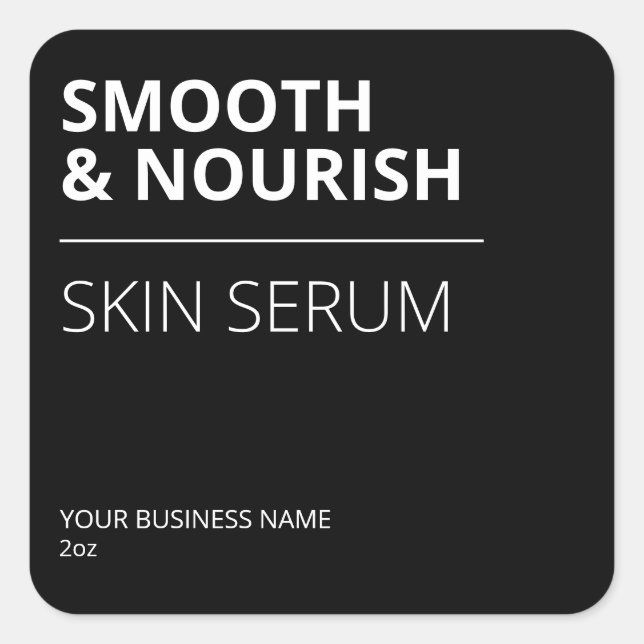 Modern Text Black Serum Labels (Front)