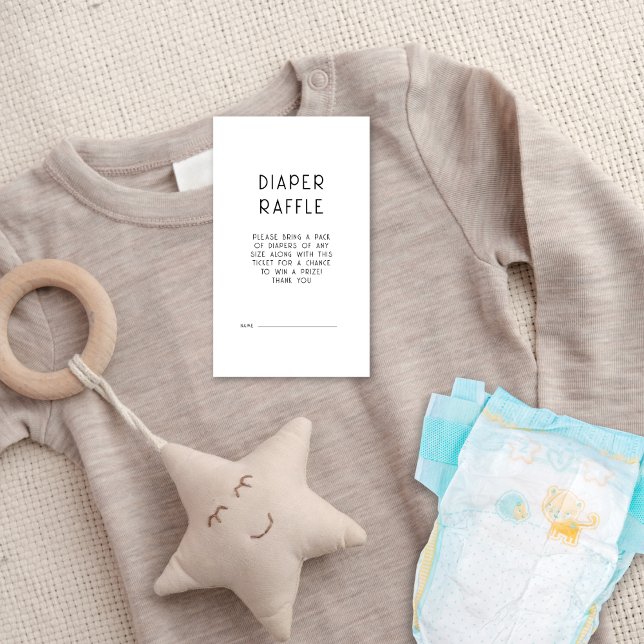 Modern Text Black White Diaper Raffle Baby Shower Enclosure Card (A small enclosure to send with your invites)