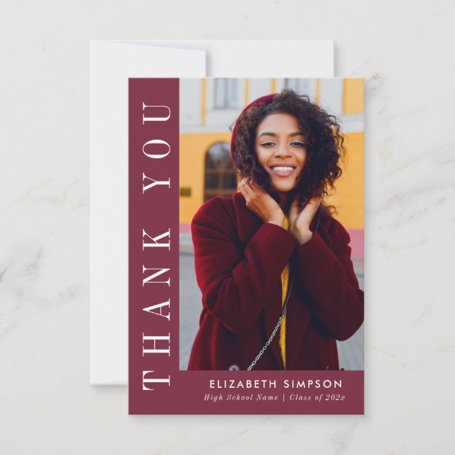 Modern Text Graduation Thank You Photo Card (Front)