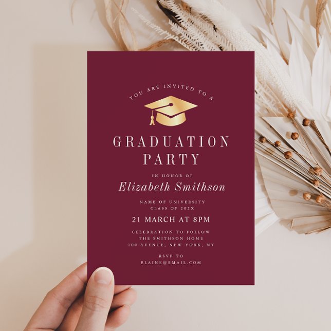 Modern Text Maroon Graduation Ceremony Invitation (Creator Uploaded)