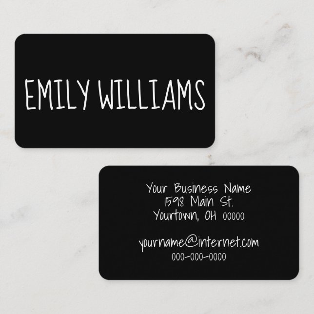 Modern Text On Black Business Card (Front/Back)