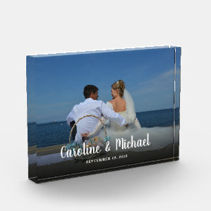 Modern text overlay personalised wedding custom photo block