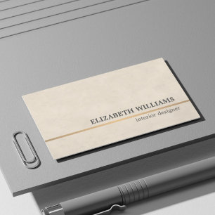 Modern Texture Beige Copper Line Interior Designer Business Card