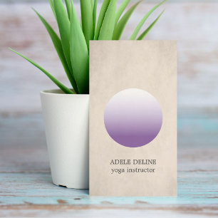Modern Texture Beige Purple Circle Yoga Instructor Business Card