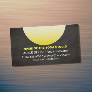 Modern Texture Black Yellow Yoga Instructor Magnetic Business Card