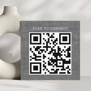 Modern Texture Grey Black QR Code Bold Square Business Card