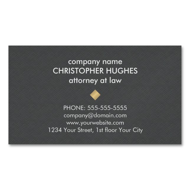 Modern Texture Grey Faux Gold Pattern Attoreny Magnetic Business Card (Front)