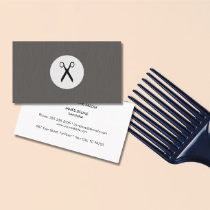Modern Texture Grey Scissor Hairstylist Business Card