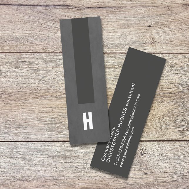 Modern Texture Grey Stripe Consultant Monogram Mini Business Card (Creator Uploaded)