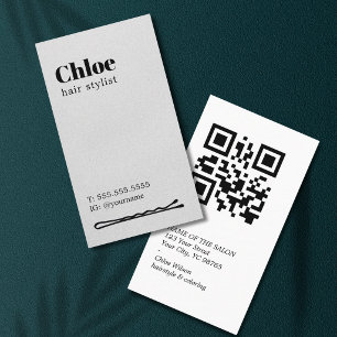 Modern Texture Light Grey Black Hair Pin Salon Business Card