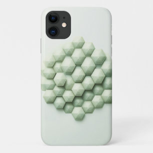 Modern Textured Geometric Hexagons - Elegant Mint iPhone 11 Case