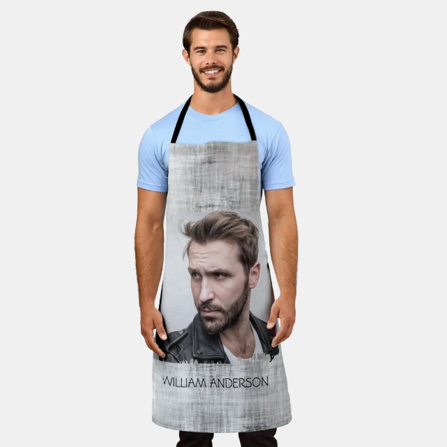 Modern Textured Grey Photo Apron (Worn)