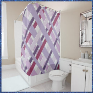Modern Textured Mauve Striped  Shower Curtain