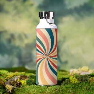 Modern Textured Retro Patterned Colourful Water Bottle