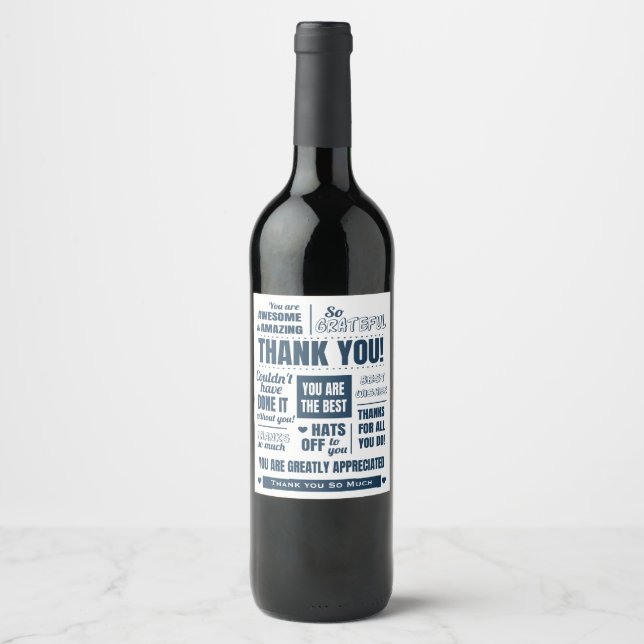 Modern Thank You Appreciation Wine Label (Front)