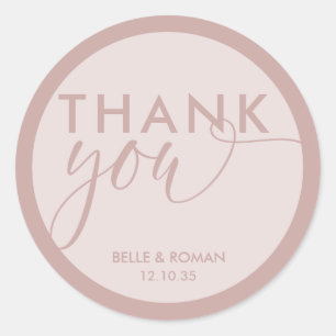 Modern Thank You Calligraphy Rose Gold Classic Round Sticker