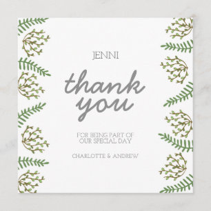 Modern Thank You Card With Leaf Illustrations