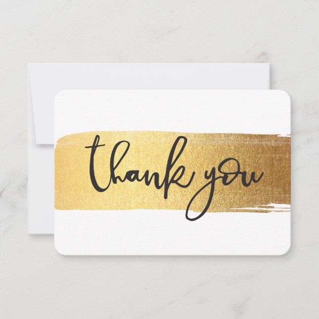 MODERN THANK YOU chic hand lettered gold brush (Front)