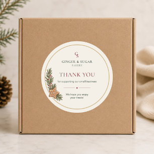 Modern Thank You Christmas Bakery Classic Round Sticker