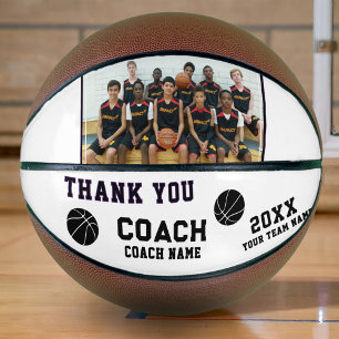 Modern Thank you Coach Sign Team Photo Basketball