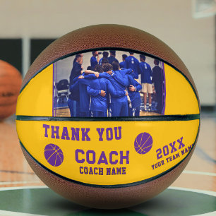 Modern Thank you Coach Sign Team Photo Basketball