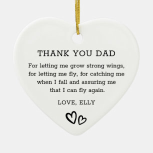 Modern Thank You Dad Black Hand Drawn Hearts Ceramic Tree Decoration