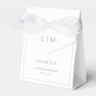 Modern Thank You Dusty Blue Monogram Wedding Favour Box