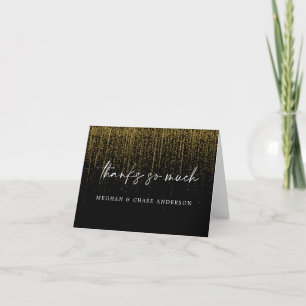 Modern Thank You Edgy Gold Glitter Card