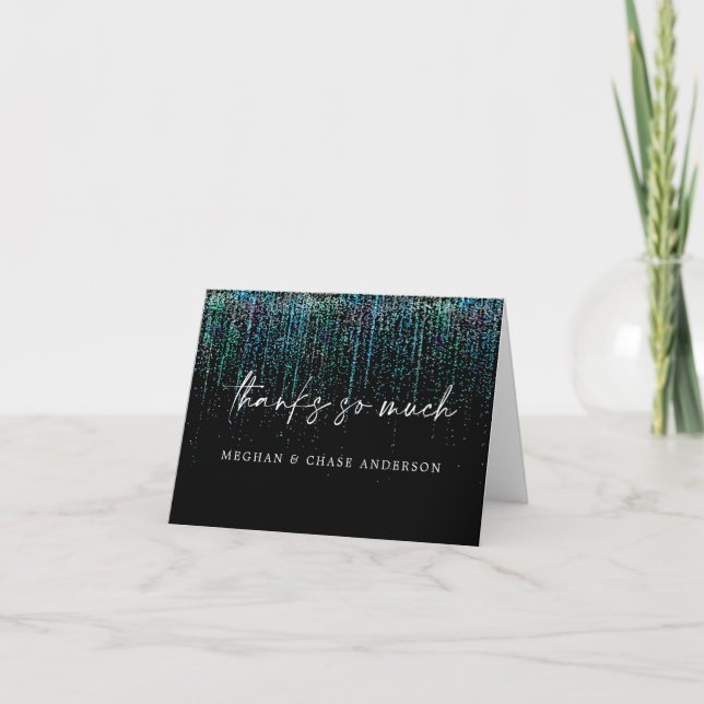 Modern Thank You Edgy Teal Glitter (Front)