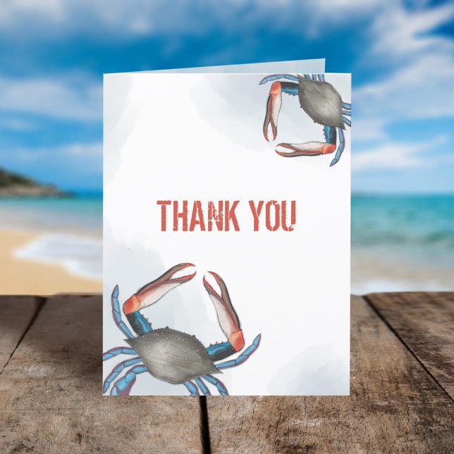 Modern Thank You Elegant Blue Crab Watercolor (Creator Uploaded)