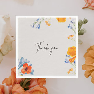  Modern Thank You Floral Nastartium Blue Botanical Napkin