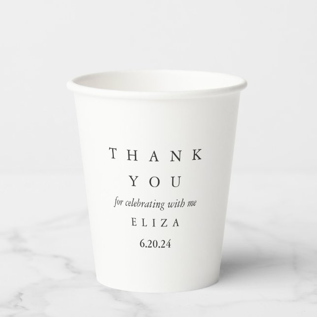 Modern Thank You for Celebrating Bridal Shower  Paper Cups (Front)
