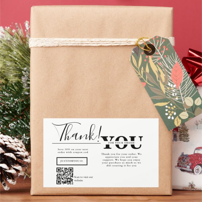 Modern Thank You For Shopping Small Branding Rectangular Sticker (Holiday)