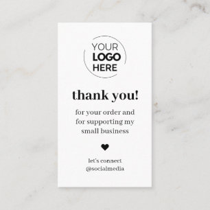 Modern Thank You for Shopping Small  Business Card