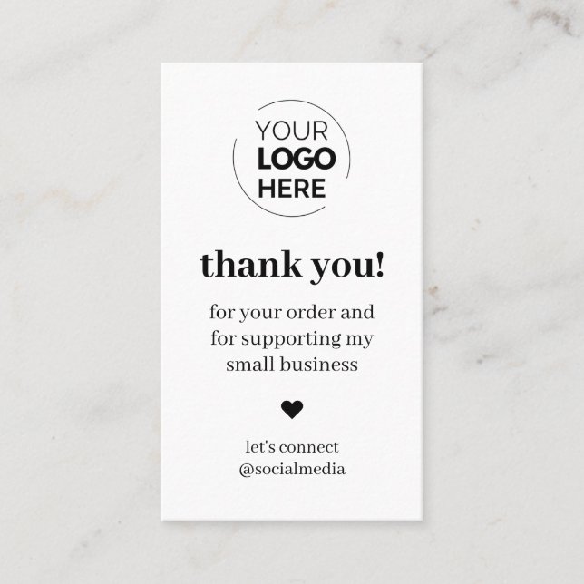 Modern Thank You for Shopping Small  Business Card (Front)
