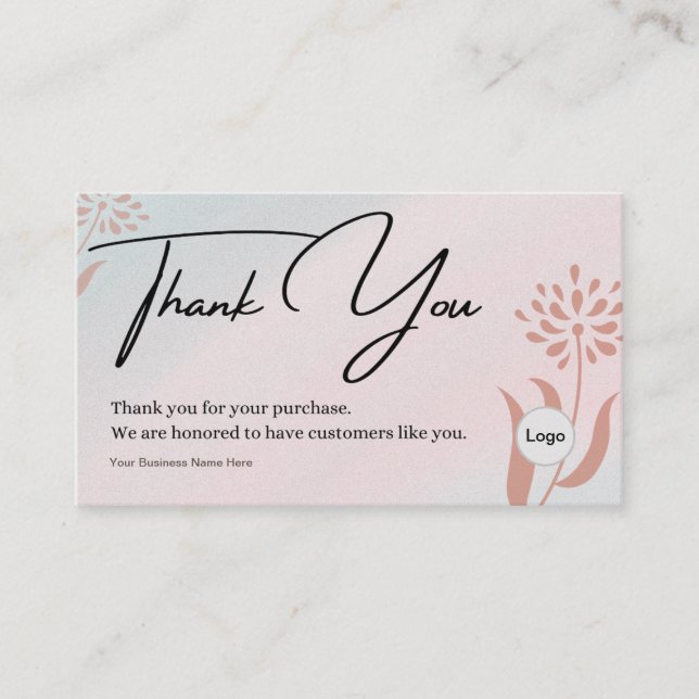 Modern Thank You for Shopping Small Business Card (Front)