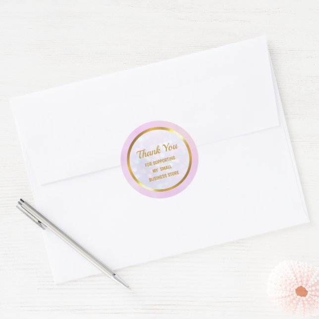Modern Thank You For Supporting My Small Business Classic Round Sticker (Envelope)