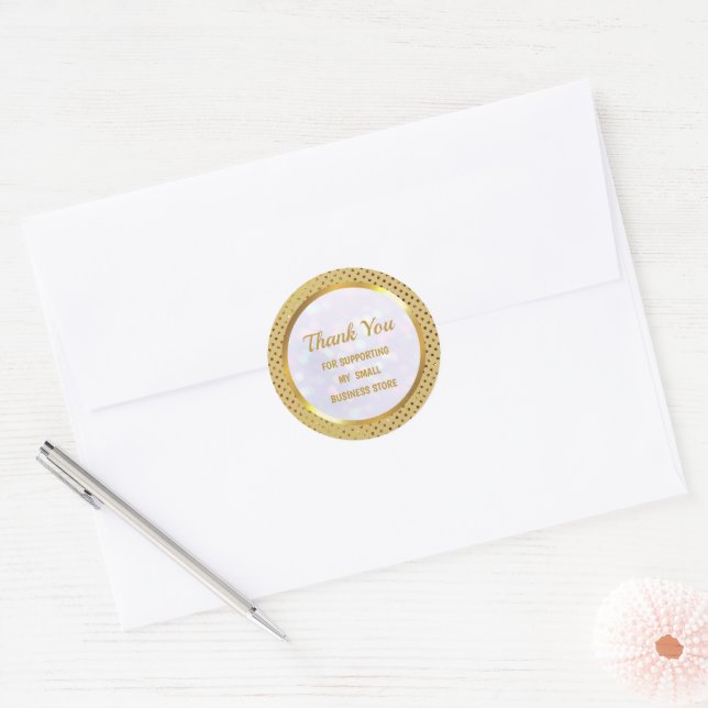 Modern Thank You For Supporting My Small Business Classic Round Sticker (Envelope)