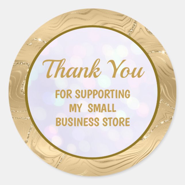 Modern Thank You For Supporting My Small Business Classic Round Sticker (Front)