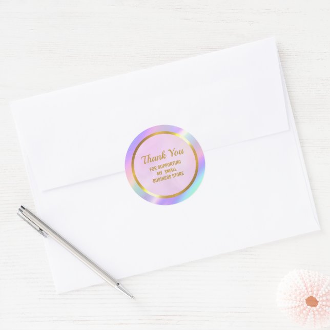 Modern Thank You For Supporting My Small Business Classic Round Sticker (Envelope)
