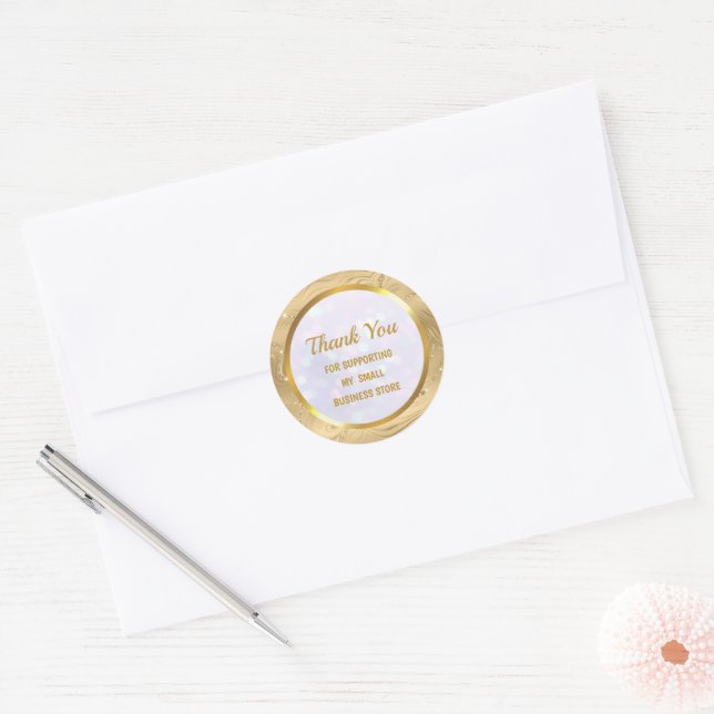 Modern Thank You For Supporting My Small Business Classic Round Sticker (Envelope)