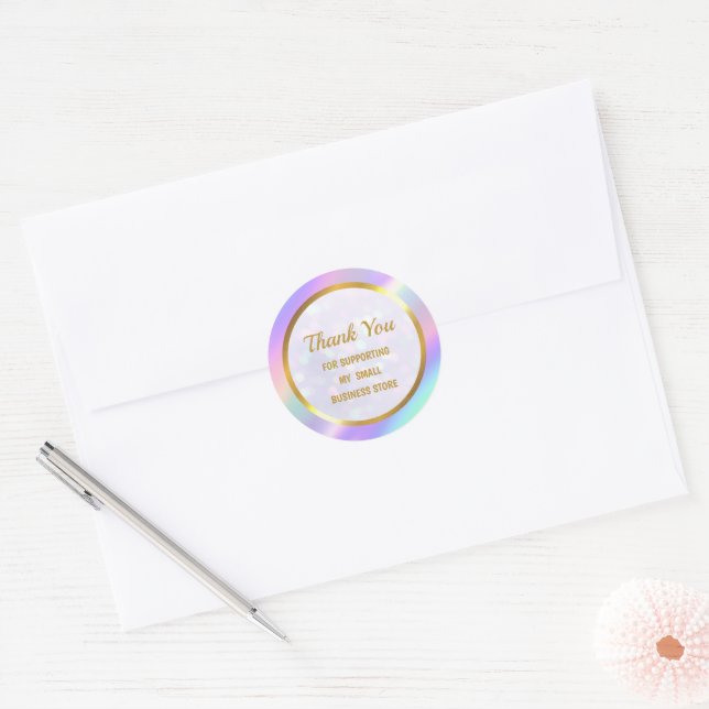 Modern Thank You For Supporting My Small Business Classic Round Sticker (Envelope)