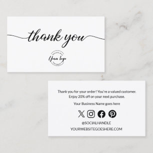 Modern Thank you for your order Logo Custom Offer Business Card