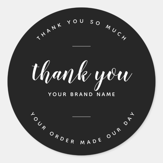 Modern thank you for your order packaging  classic round sticker (Front)