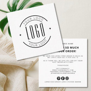 Modern thank you for your order simple logo square business card