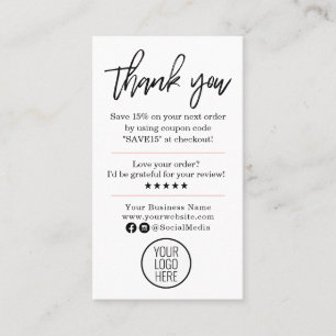 Modern Thank You For Your Order with Logo Business Card