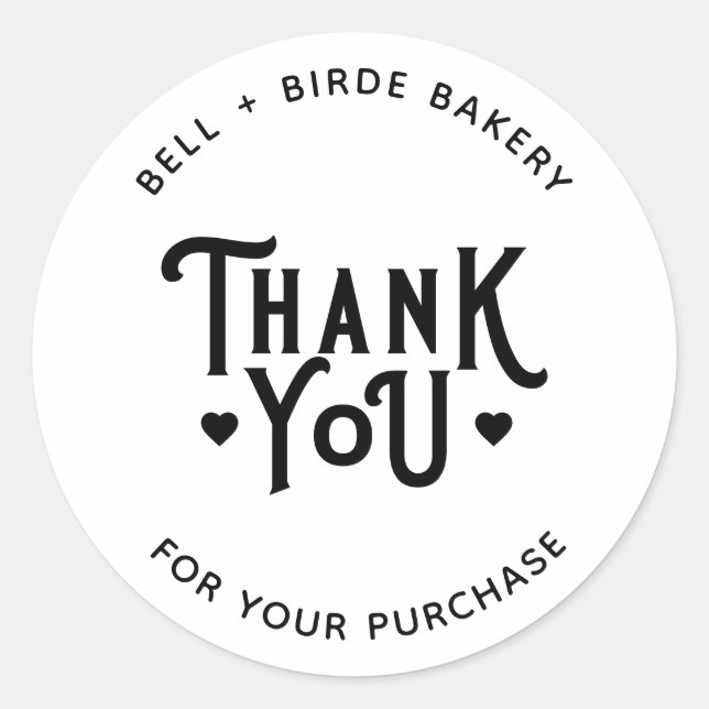 Modern Thank You for Your Purchase Small Business Classic Round Sticker (Front)