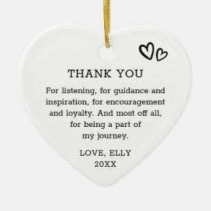 Modern Thank You Friend Black and White Heart Ceramic Tree Decoration