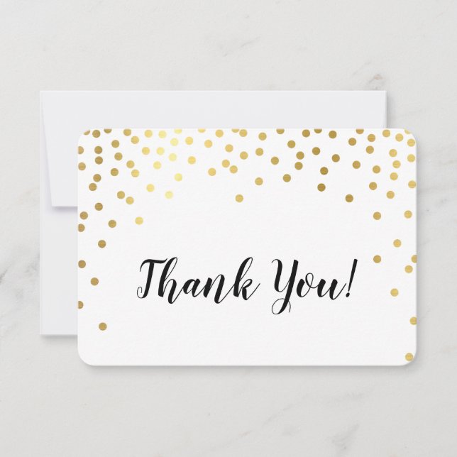 MODERN THANK YOU glamourous chic gold confetti spo Card (Front)